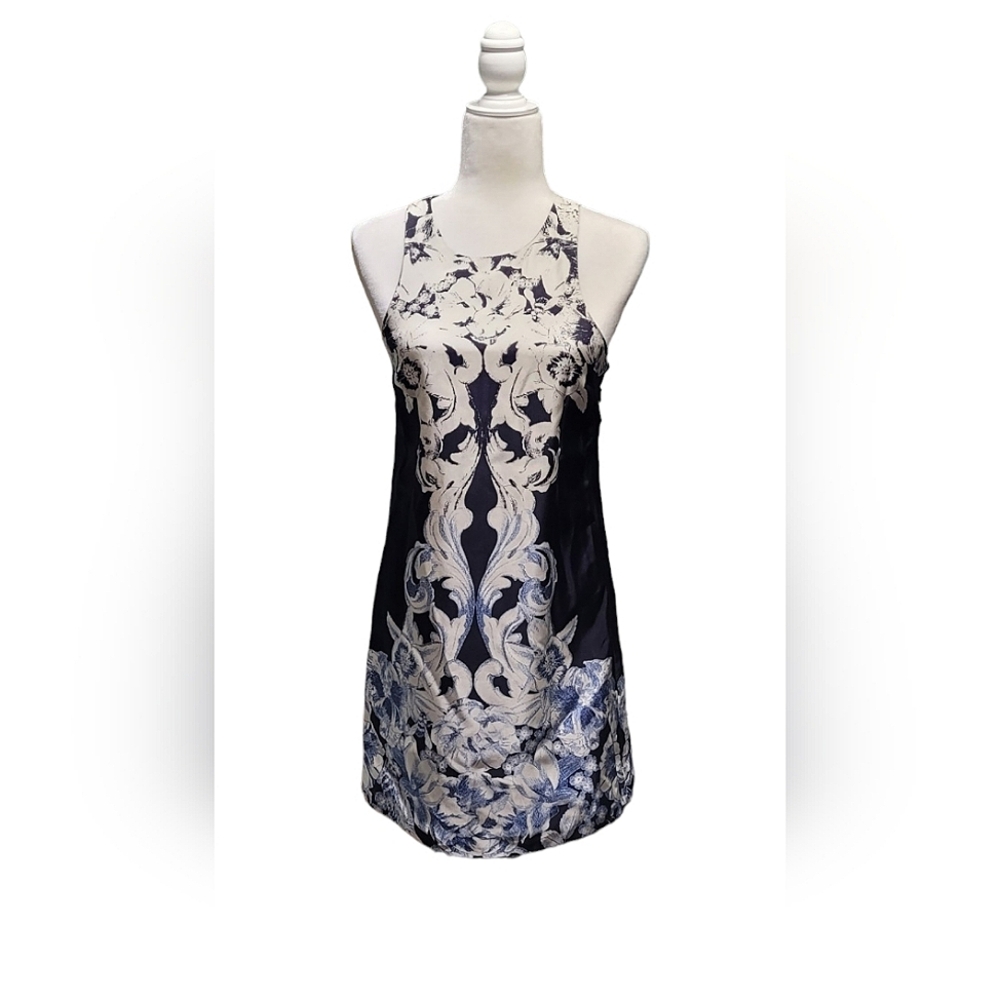 Tibi Silk Rocco Mini Shift Sleeveless Dress
